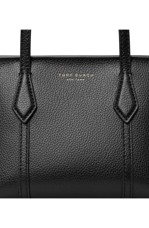 Tory Burch Black Leather Perry Mini Tote In Black