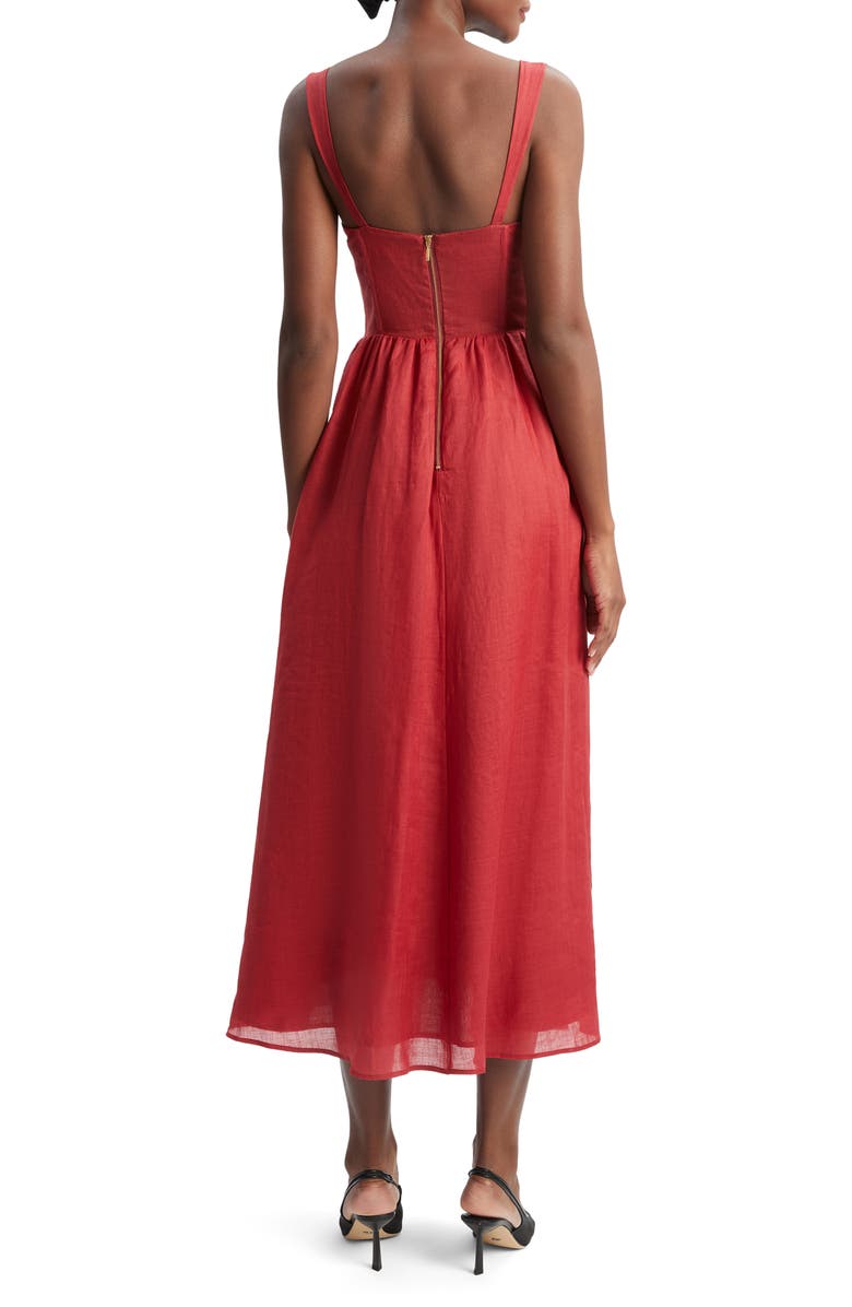 Bardot Esra Corset Midi Dress, Alternate, color, Fire Red