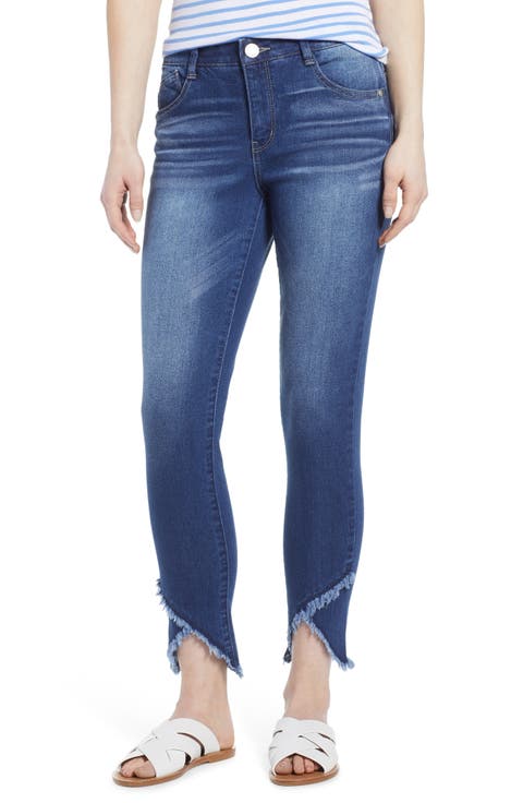 High Waist Frayed Tulip Hem Jeans (Nordstrom Exclusive)