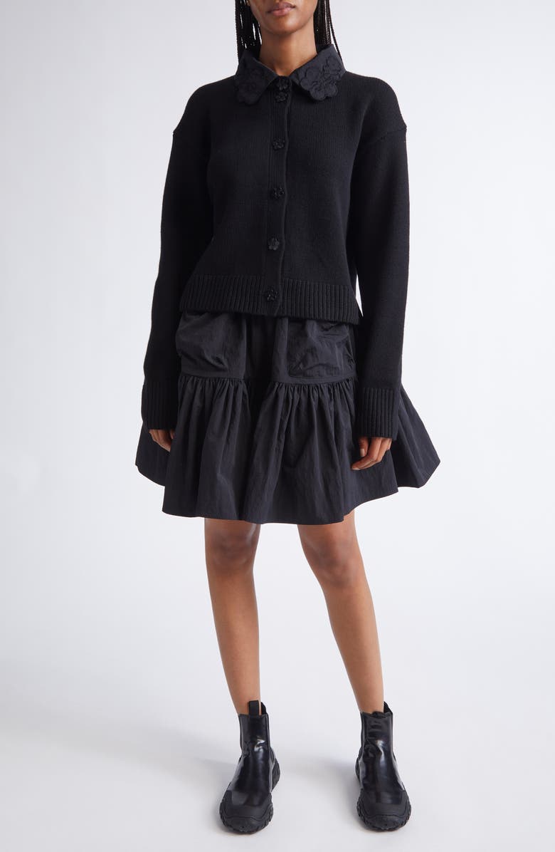 Cecilie Bahnsen Bibi Recycled Cashmere & Wool Cardigan, Alternate, color, Black