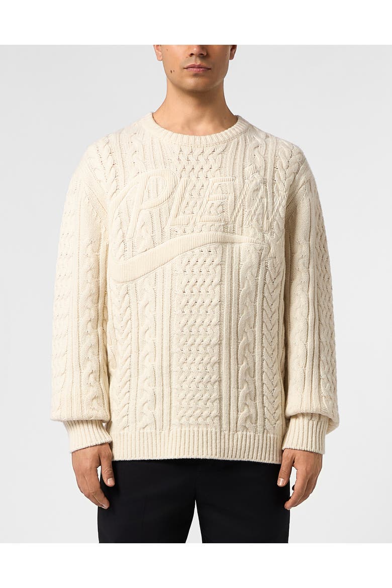 Wool Roundneck Pullover Plein Star Men, Main, color, OffWhite