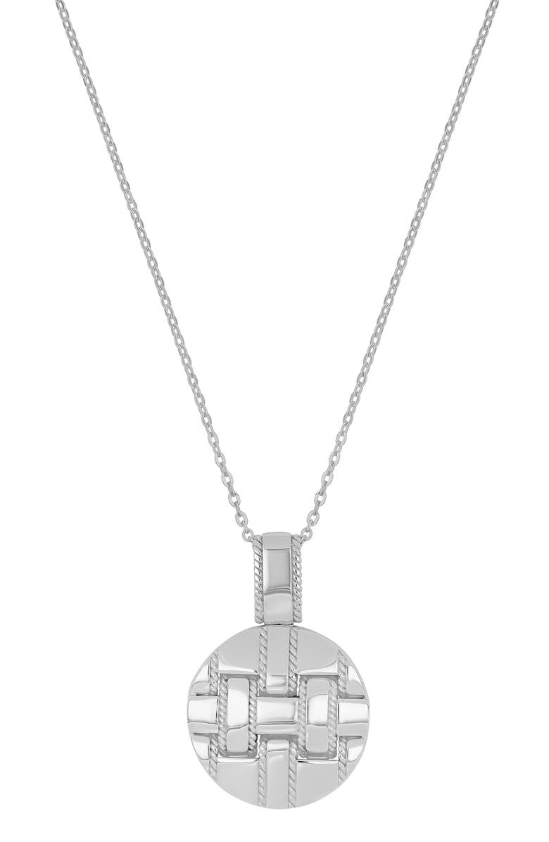 Bony Levy Woven Round Pendant Necklace, Main, color, 14K White Gold