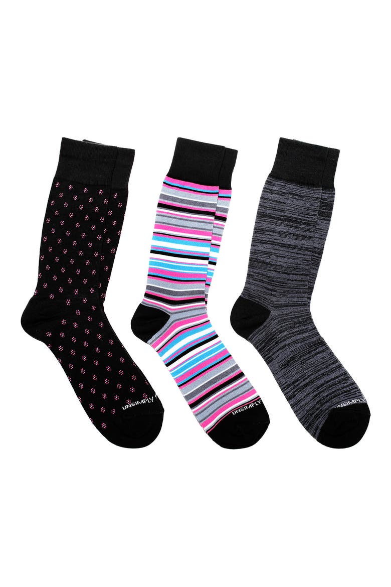 Assorted 3-Pack of Crew Socks, Main, color, BLACK MULTI