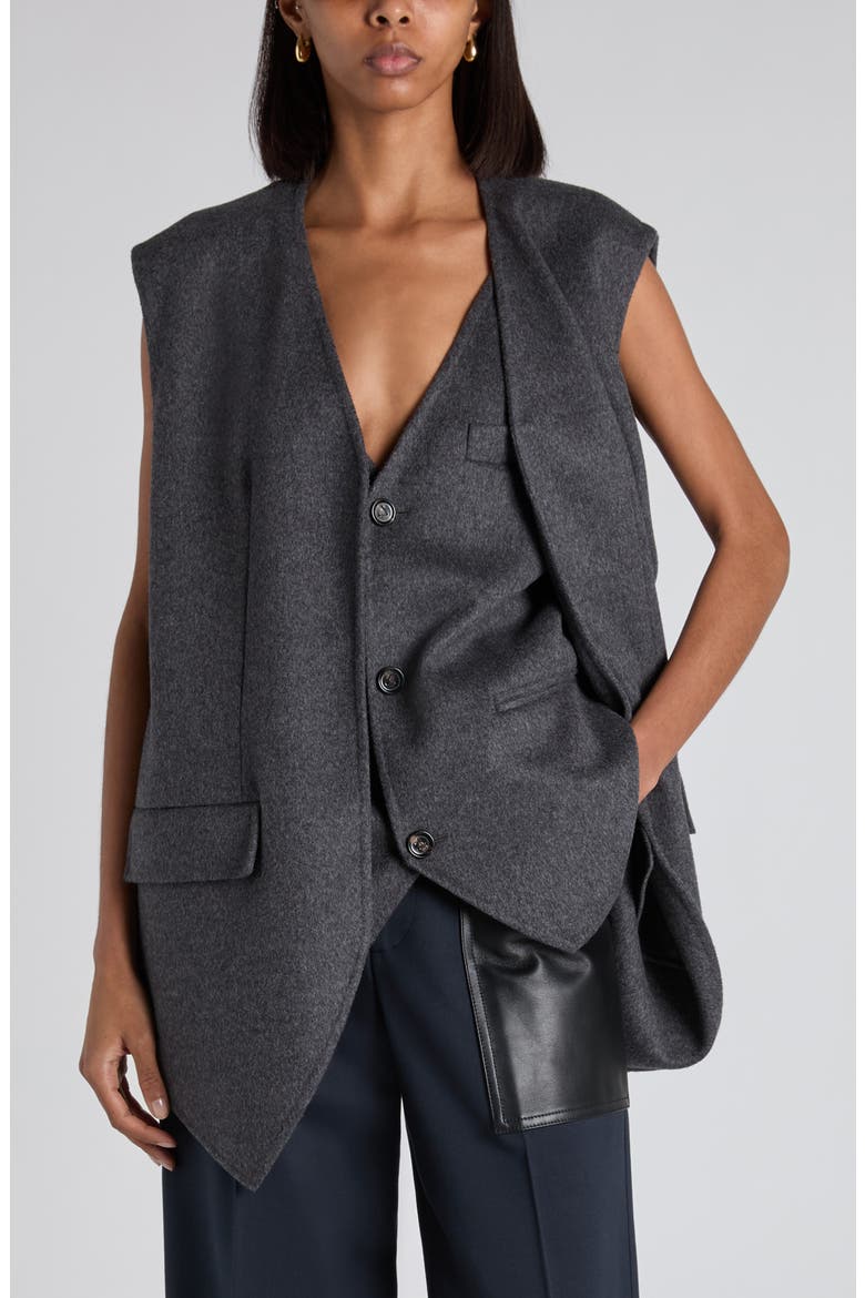Layered Double Face Wool Vest, Main, color, 1307 CHARCOAL MELANGE