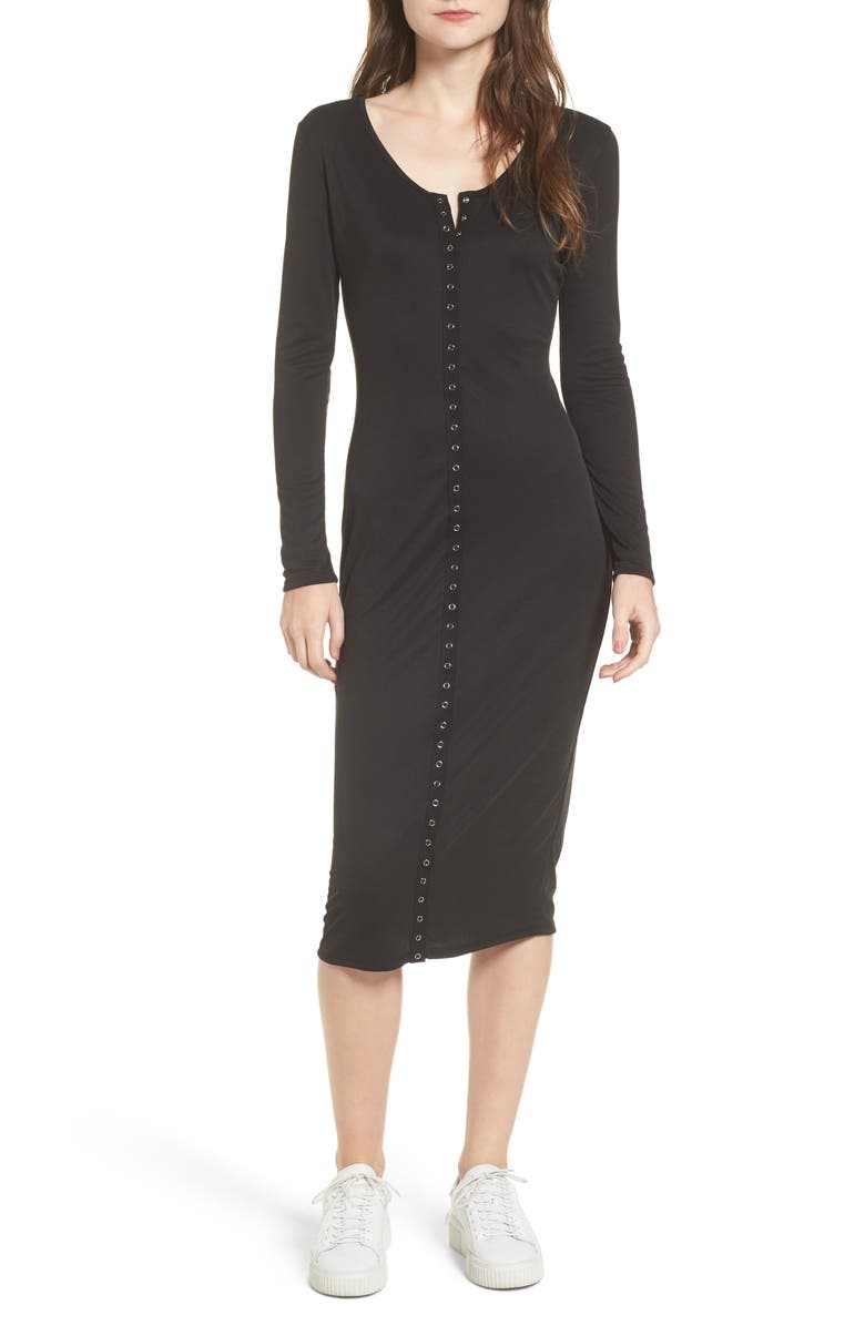 BP. Snap Front Henley Dress, Main, color, 