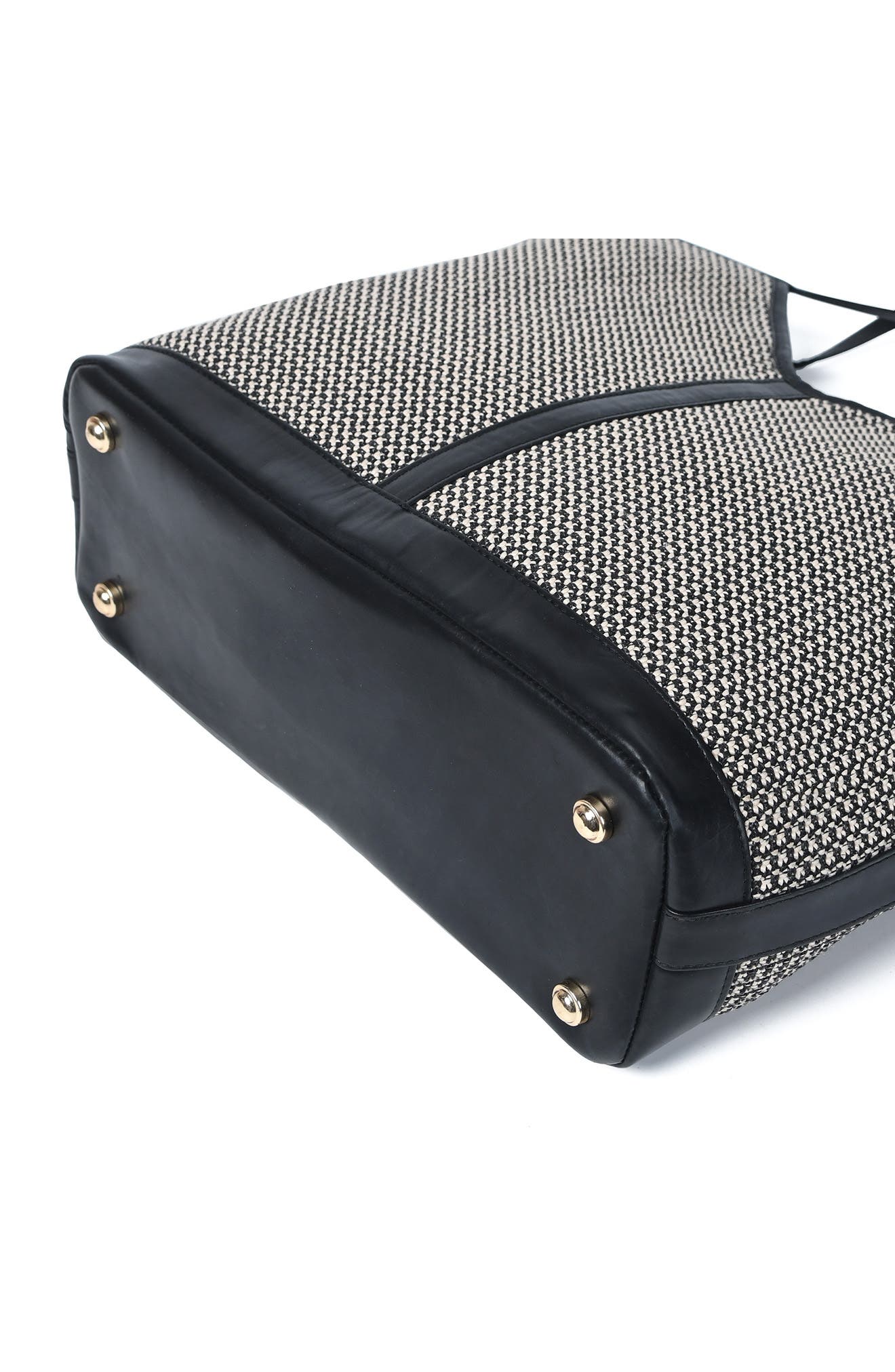 Jelavu Liliana Woven Raffia & Leather Tote Bag, Alternate, color, Black