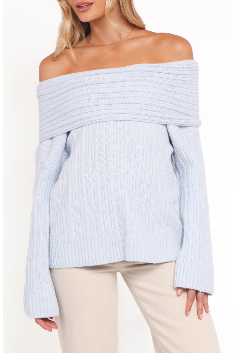 Kenny Off the Shoulder Rib Sweater, Alternate, color, PALE BLUE