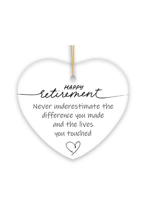 Happy Retirement Script Heart Ceramic Ornament