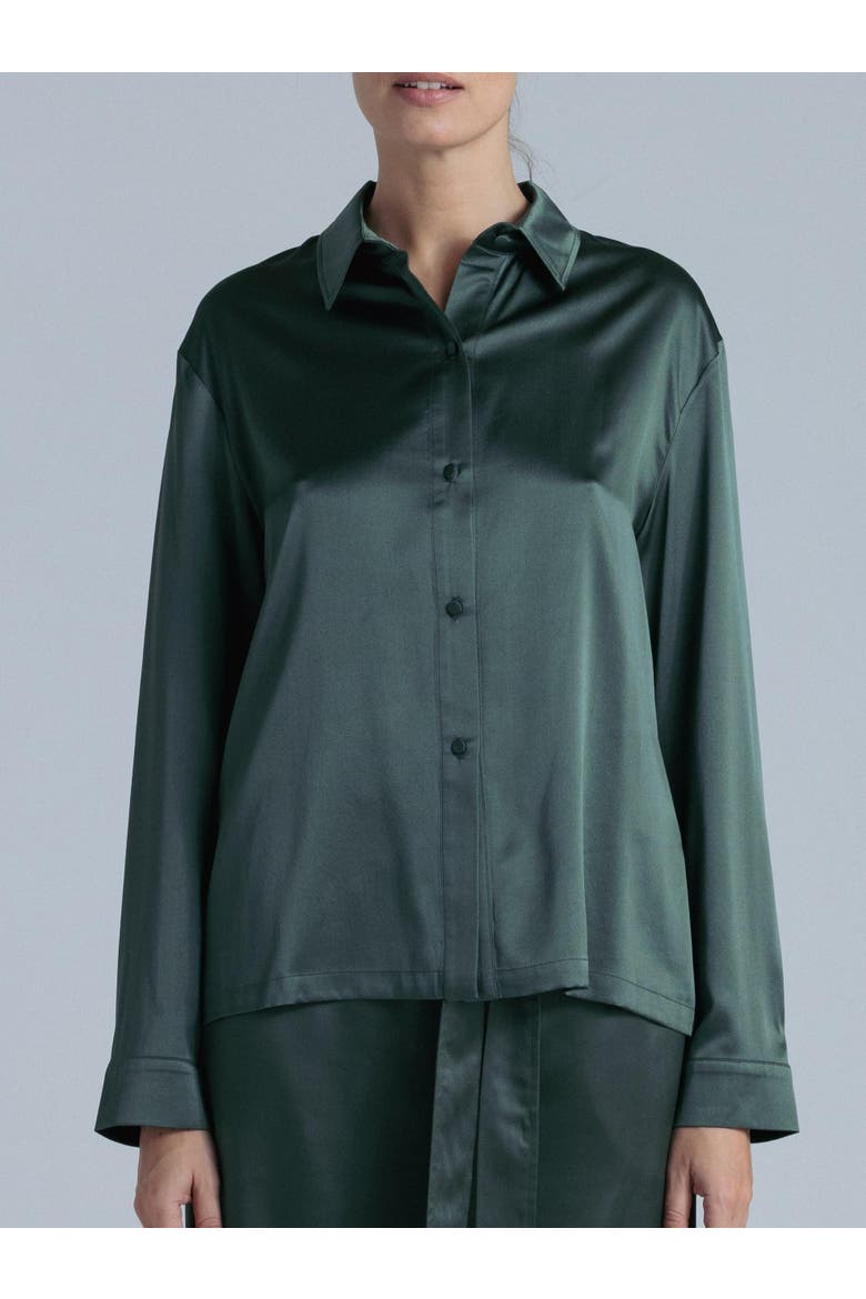 Silk Long Sleeve Shirt, Alternate, color, Rich Green