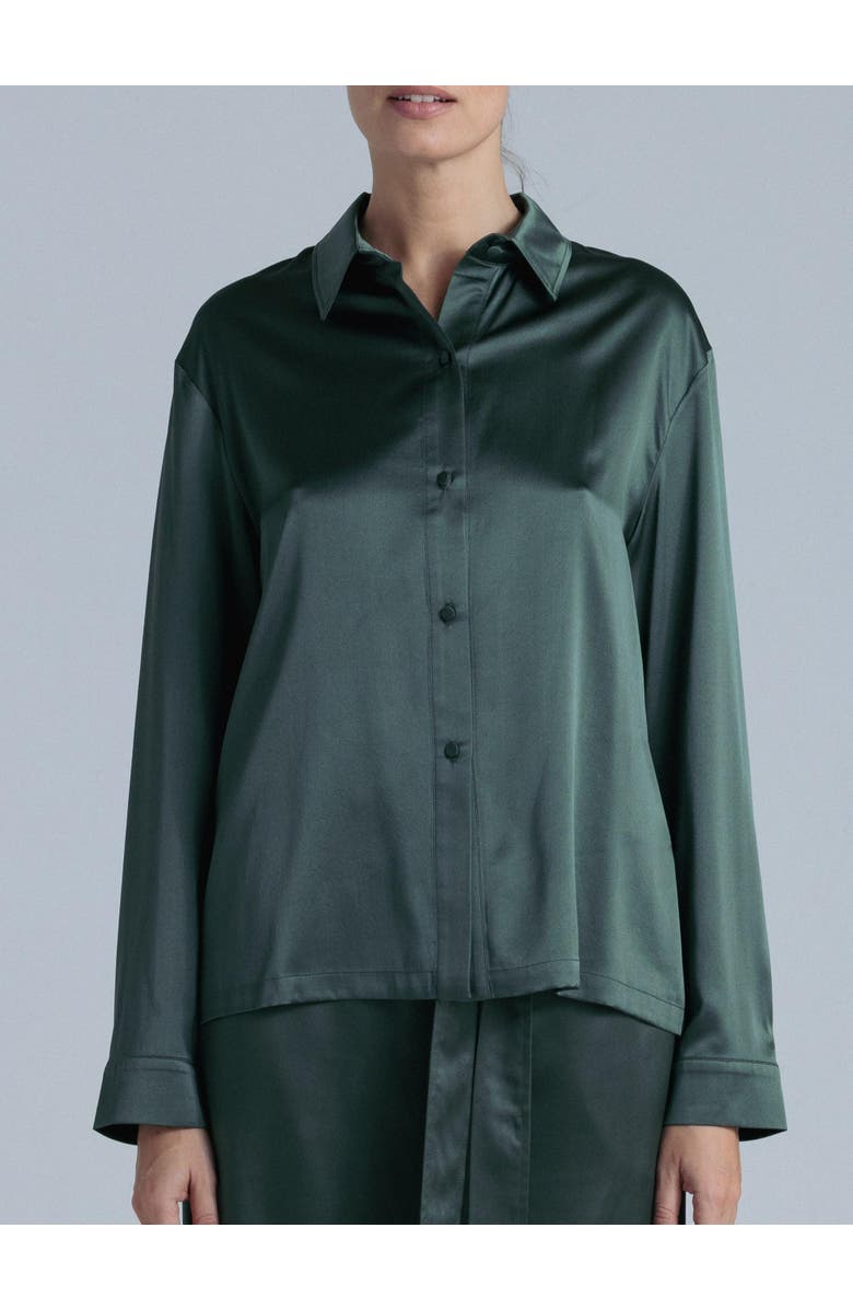 Alas Silk Long Sleeve Shirt, Alternate, color, Rich Green