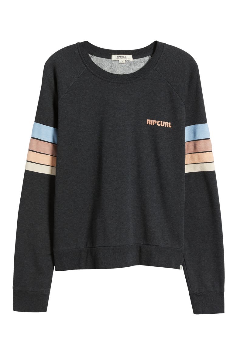 High Tide Stripe Raglan Sleeve Sweatshirt, Alternate, color, BLACK MARLE
