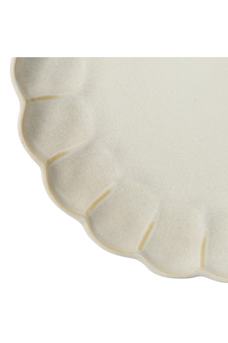 Yuelu Bloom 16 Piece Plates and Bowls Scallop Embossed Dinnerware Set, Alternate, color, Jasmine White
