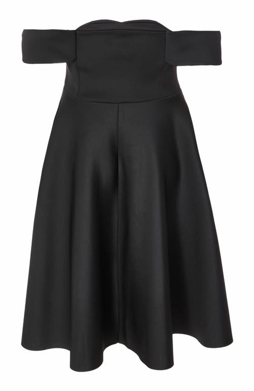 Quiz Plus Size Bardot Scuba Foam Skater Dress In Black