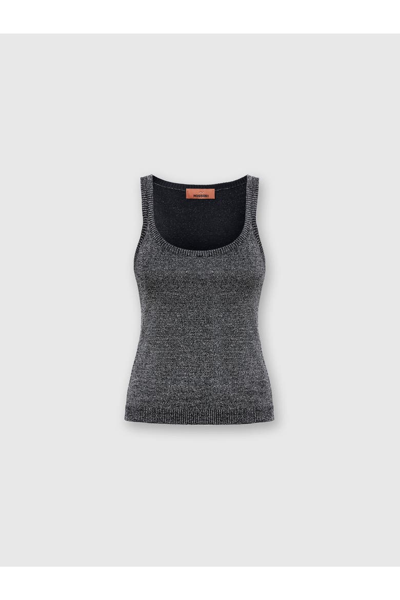 Glitter-effect Viscose Tank Top, Main, color, Black & Silver