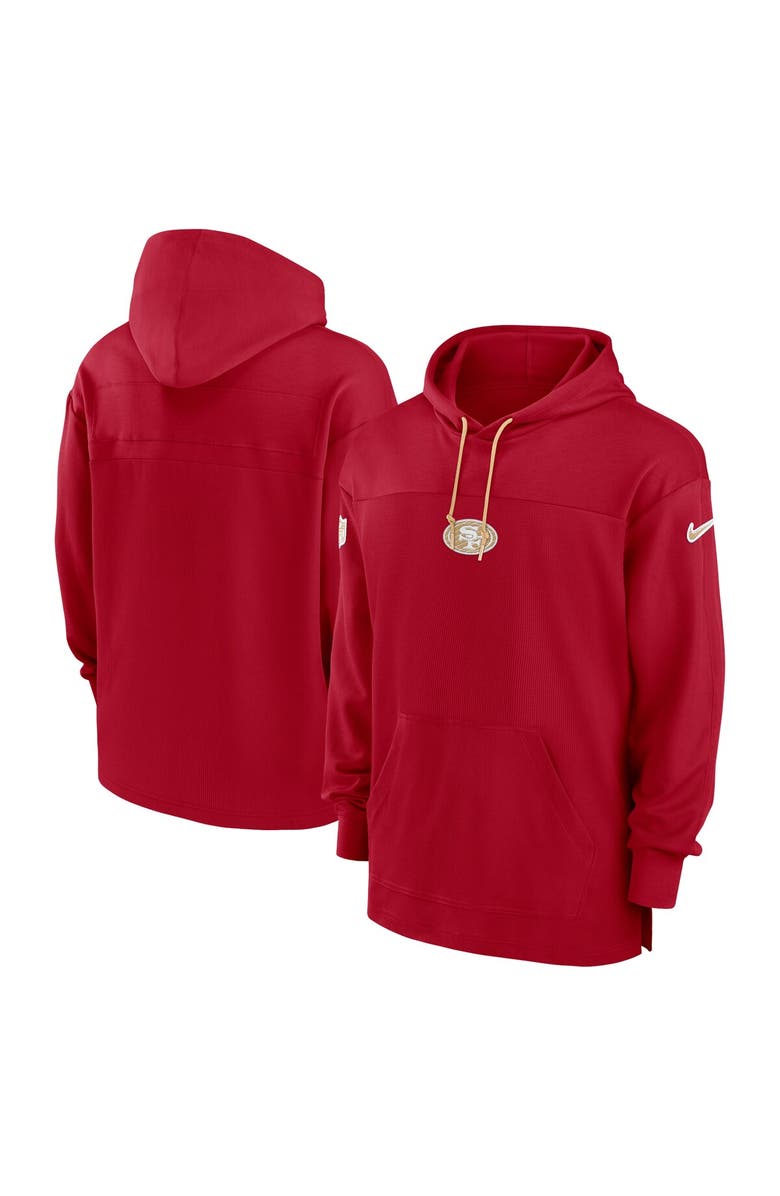 Nike Men's Nike Scarlet San Francisco 49ers Sideline Jersey Performance Pullover Hoodie, Alternate, color, Scarlet