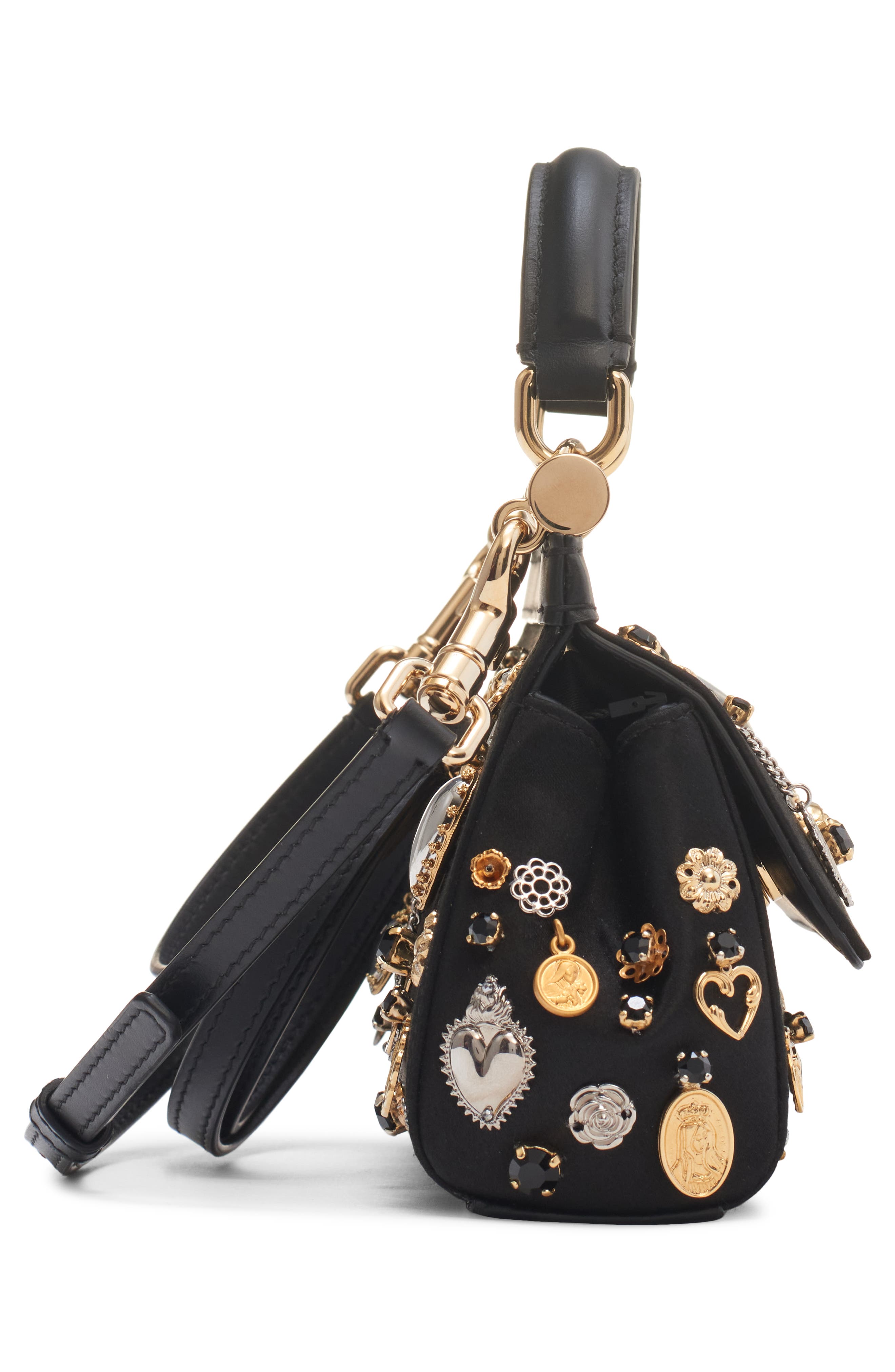 Dolce&Gabbana Small Sicily East/West Charm Embellished Handbag, Alternate, color, 
