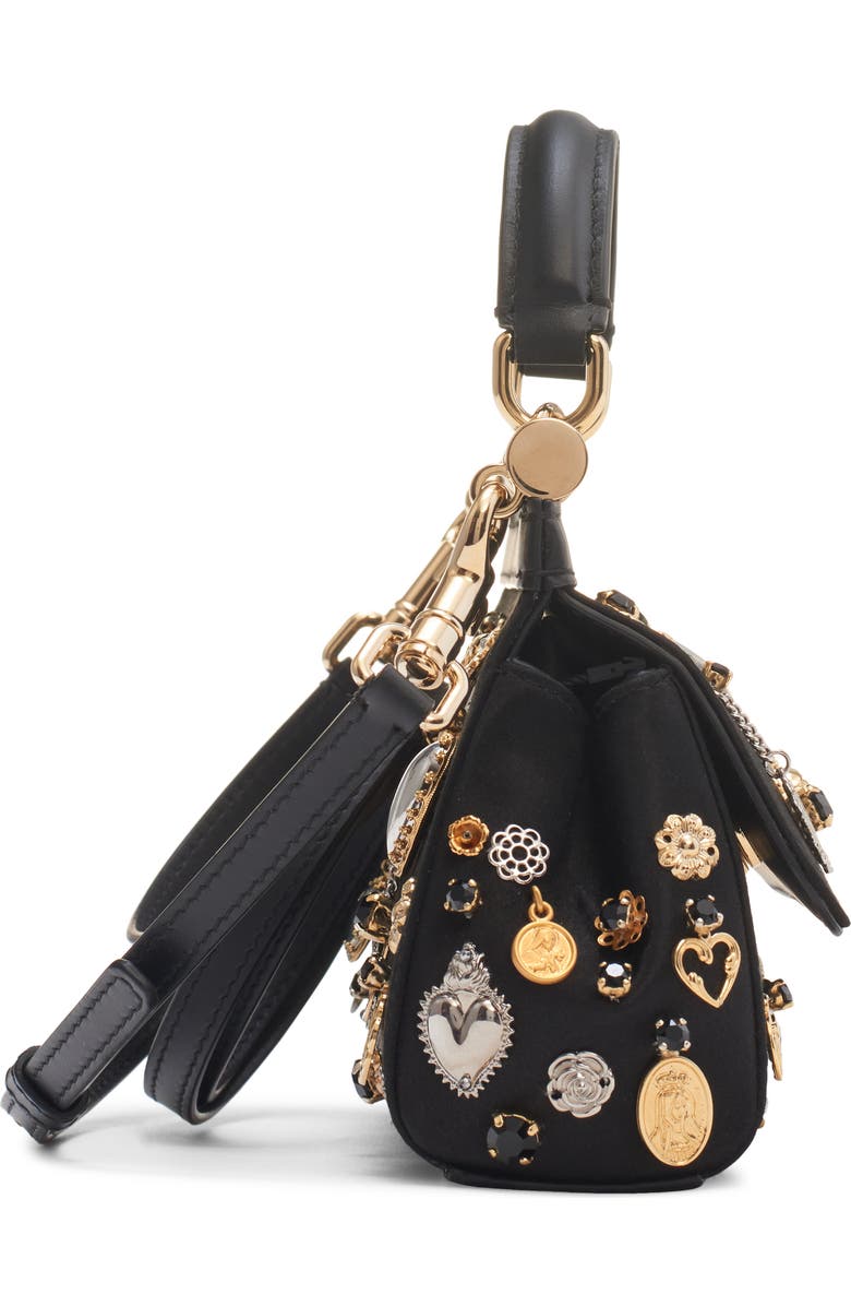 Dolce&Gabbana Small Sicily East/West Charm Embellished Handbag, Alternate, color,