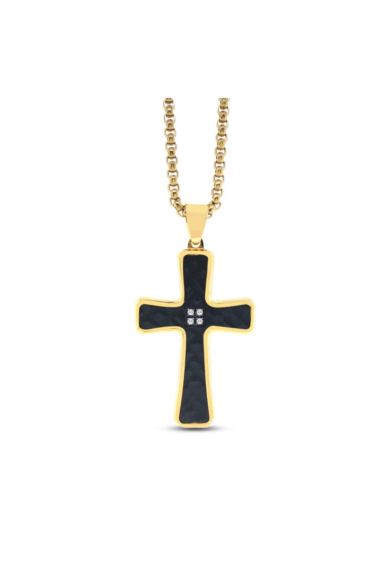 Argyle Cross Necklace in Noir, Main, color, Black
