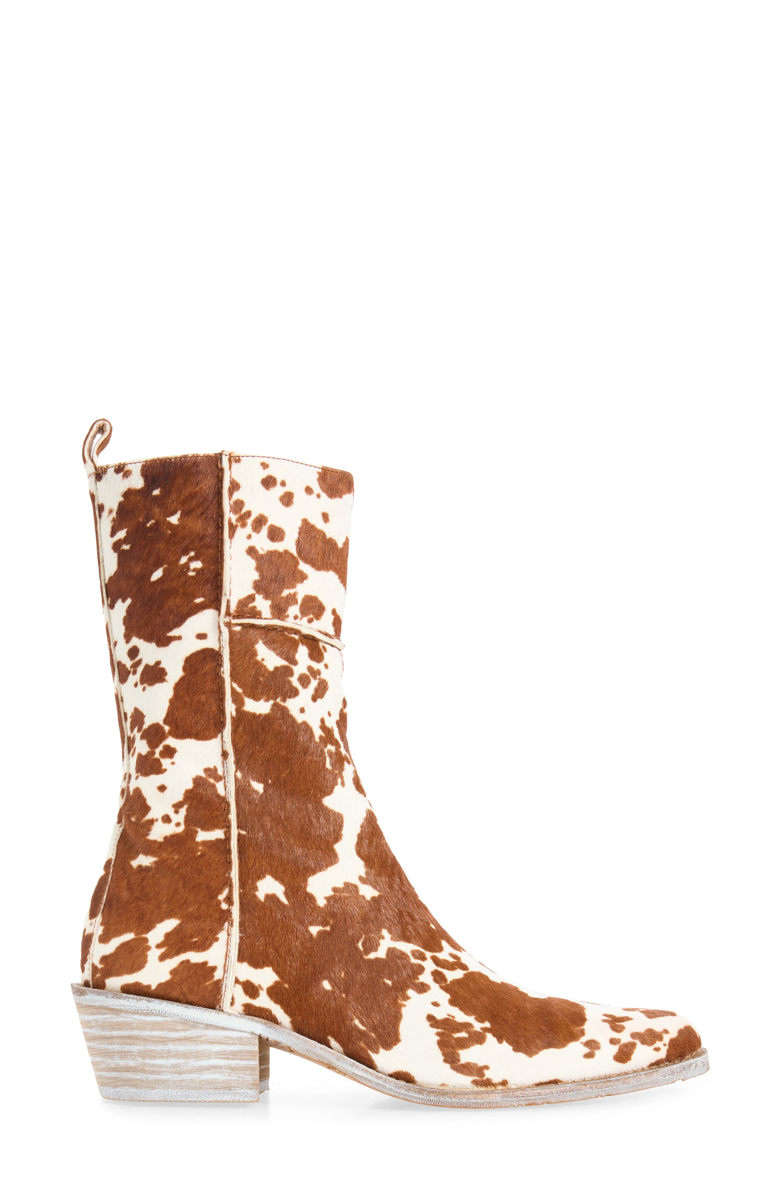 Kelcy Leather Boot, Alternate, color, WHITE BROWN CALF HAIR