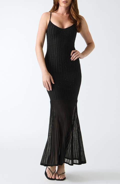 Meena Rib Knit Sheer Skirt Maxi Dress