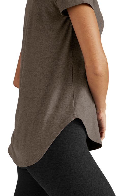 Beyond Yoga On The Down Low T-shirt In Soft Umber Heather