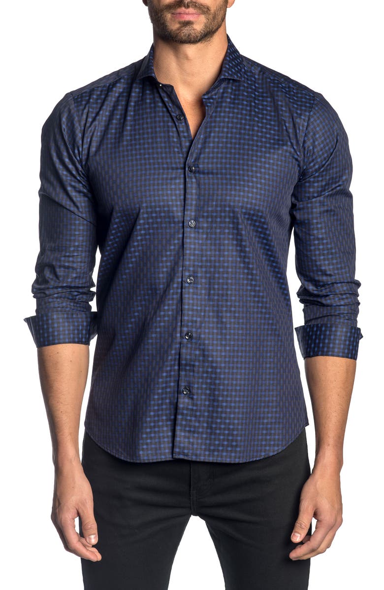 Jared Lang Slim Fit Check Button-Up Sport Shirt, Main, color,