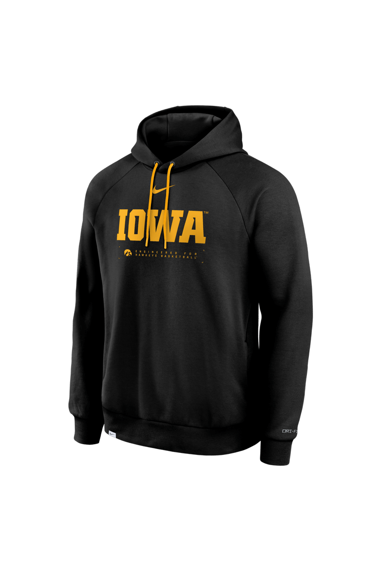 Men's Nike Black Iowa Hawkeyes 2025 Courtside Basketball Practice Raglan Dri-FIT Hoodie, Alternate, color, Black