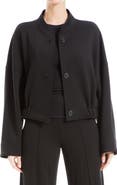 MAX STUDIO Brushed Knit Cropped Bomber Jacket