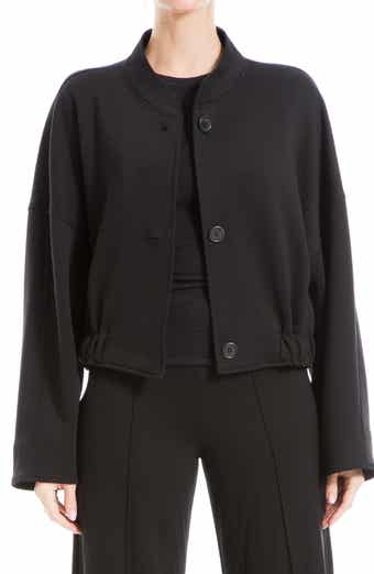 MAX STUDIO Brushed Knit Cropped Bomber Jacket