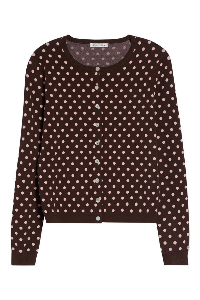 Fable Polka Dot Cardigan, Alternate, color, BROWN MULTI