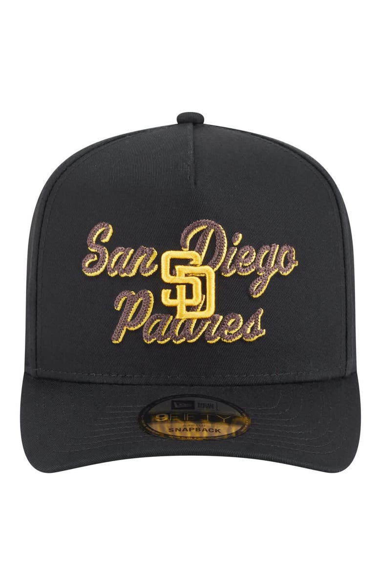 New Era Men's New Era Black San Diego Padres Chainstitch 9FIFTY A-Frame Snapback Hat, Alternate, color, Black