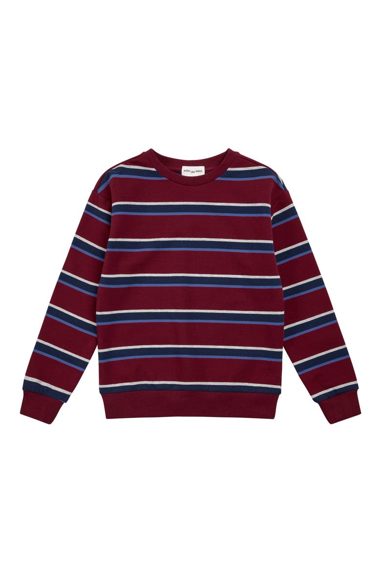 Kids' Striped Sweatshirt, Main, color, RED BURGUNDY