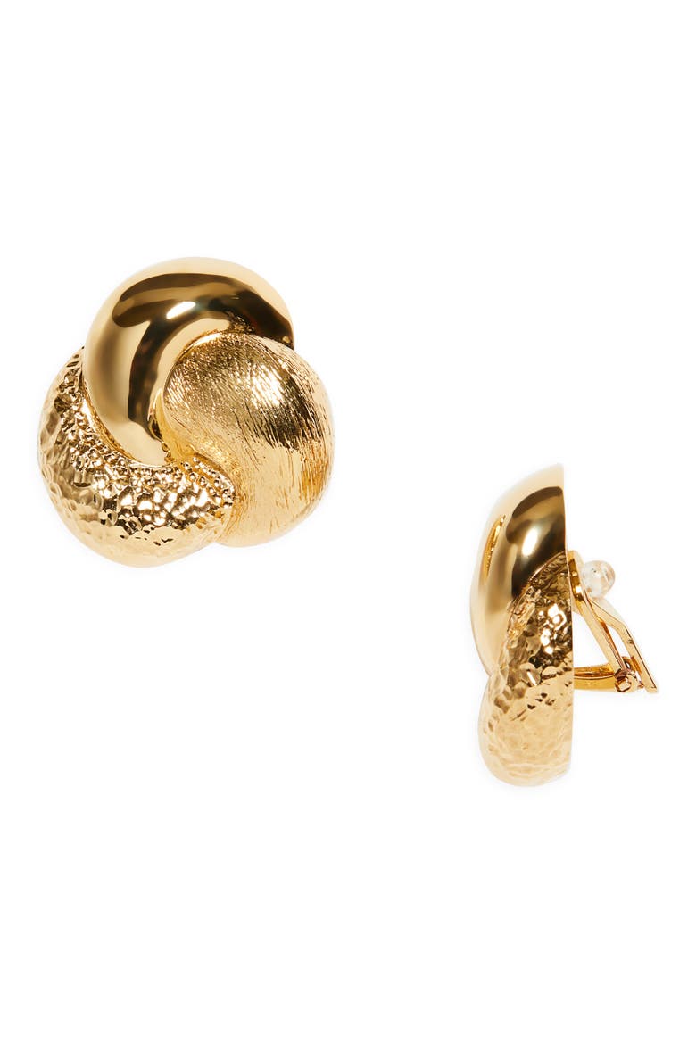 Textured Knot Earrings, Main, color, GOLD