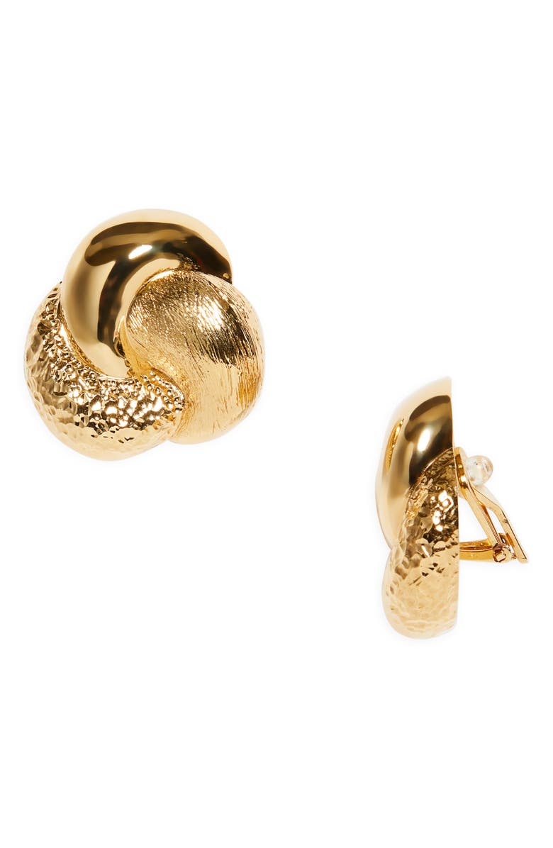 Carolina Herrera Textured Knot Earrings, Main, color, Gold