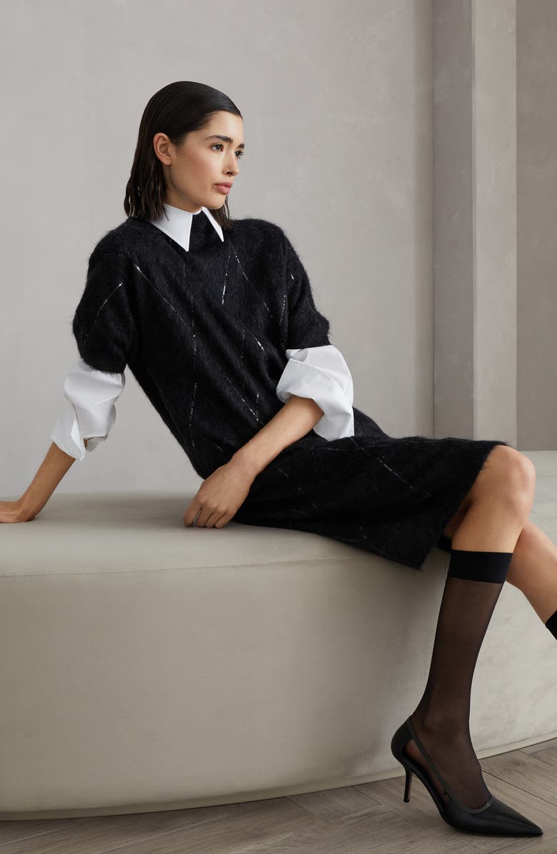 Brunello Cucinelli Dress with Dazzling Argyle Embroidery, Alternate, color,