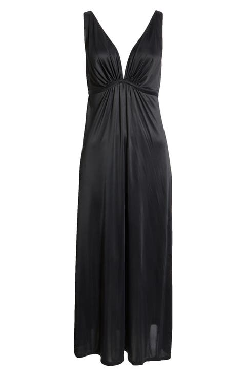 Enchant Deep V-Neck Satin Nightgown