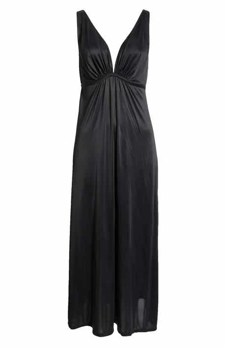 Natori Enchant Deep V-Neck Satin Nightgown