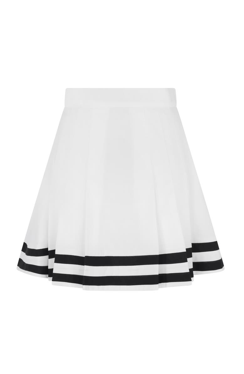 De Loreta Zinia Cotton Pleated Miniskirt, Alternate, color, White/Navy