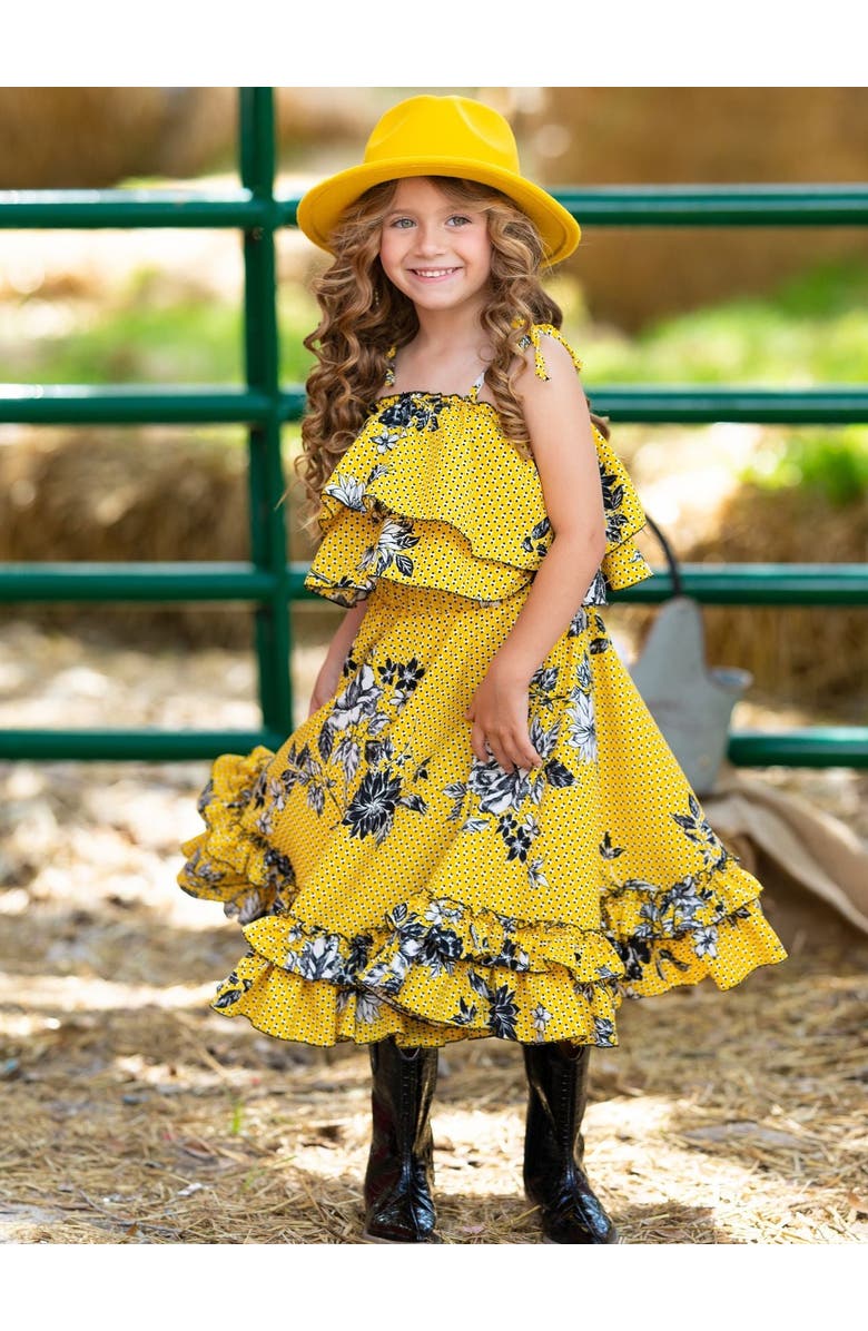 Mia Belle Girls Bright Days Ruffle Maxi Skirt Set, Alternate, color, Yellow