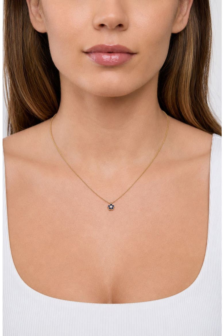 El Mar Gemstone & Diamond Flower Pendant Necklace (Online Trunk Show), Alternate, color, 18K GOLD/ DIAMOND/ SAPPHIRE
