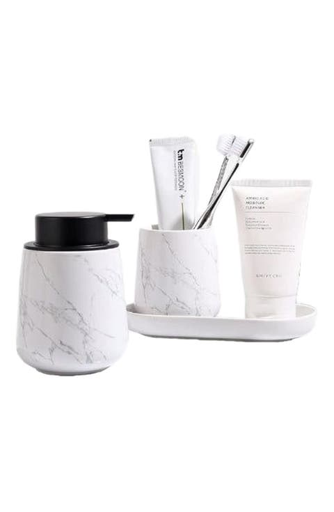 Marble 3-Piece Bathroom Set Sustainable Ceramic
