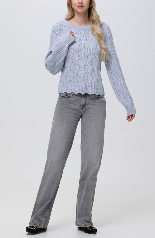 525 Athena Pointell Bow Back Sweater In Light Blue