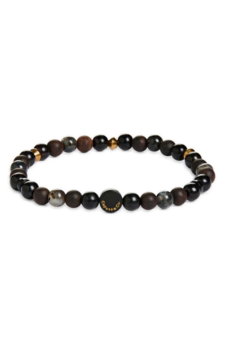 Caputo & Co. Men's Mala Beaded Stretch Bracelet, Main, color, Black Labradorite