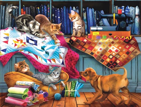 Quilting Room Mischief 300 piece Jigsaw Puzzle for Adults