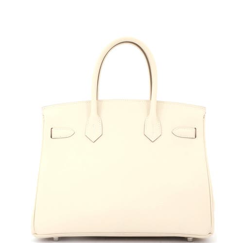 Pre-owned Hermes Hermes Birkin Handbag Light Epsom With Palladium Hardware 30 In White