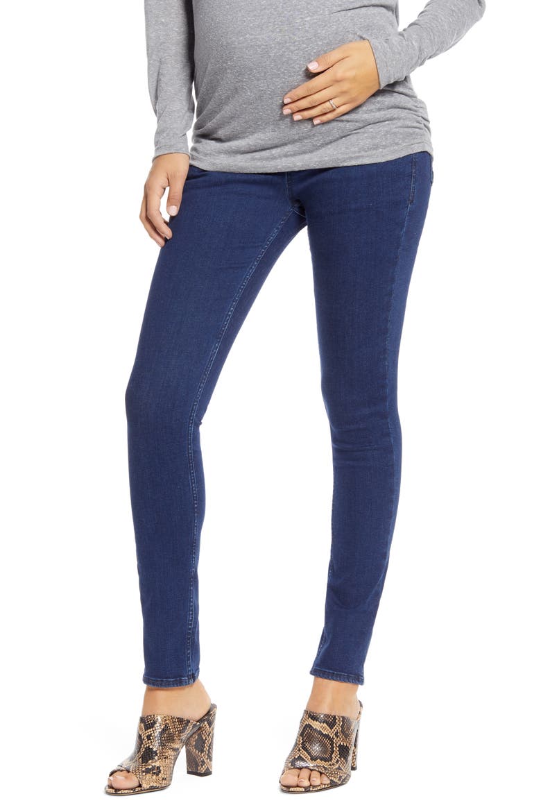 Over the Belly Maternity Skinny Jeans, Main, color, INDIGO
