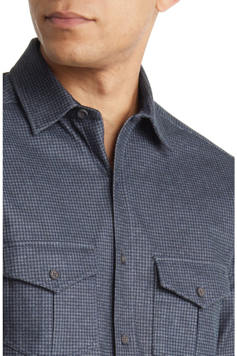 Men's Houndstooth Button-Up Shirt, Alternate, color, NAVY