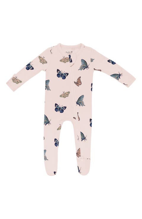 Blush Butterfly Zip-Up Footie (Baby)