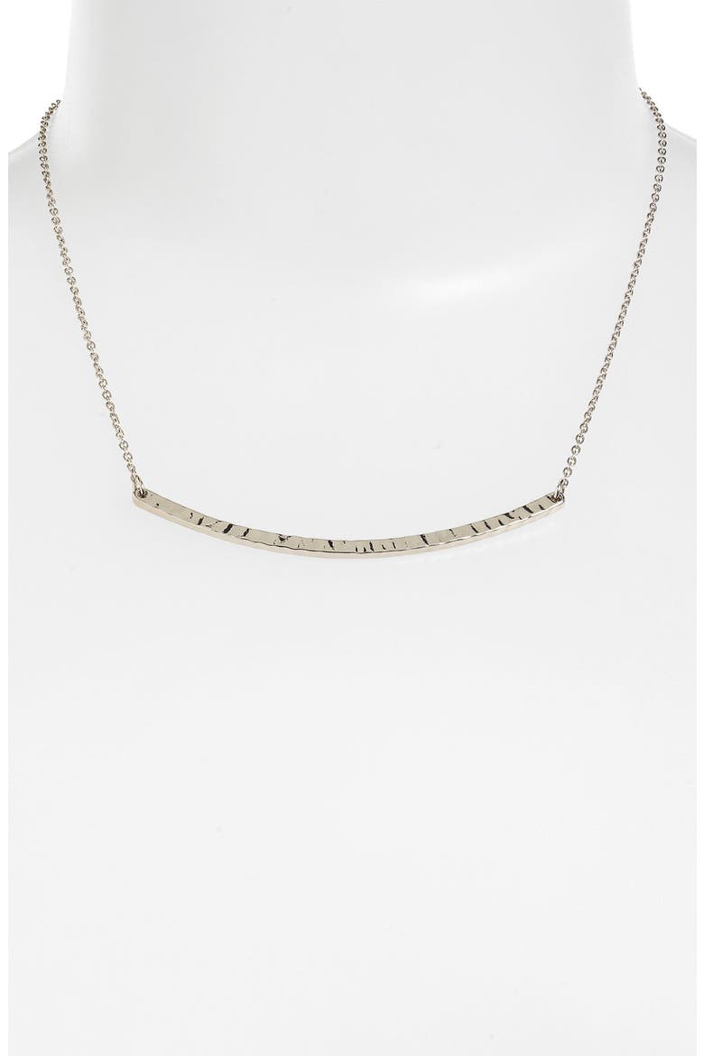 Curved Bar Necklace, Main, color, RHODIUM