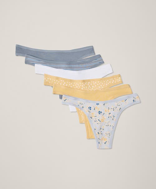 Pact Organic Cotton Everyday Mid Rise Thong 6-pack